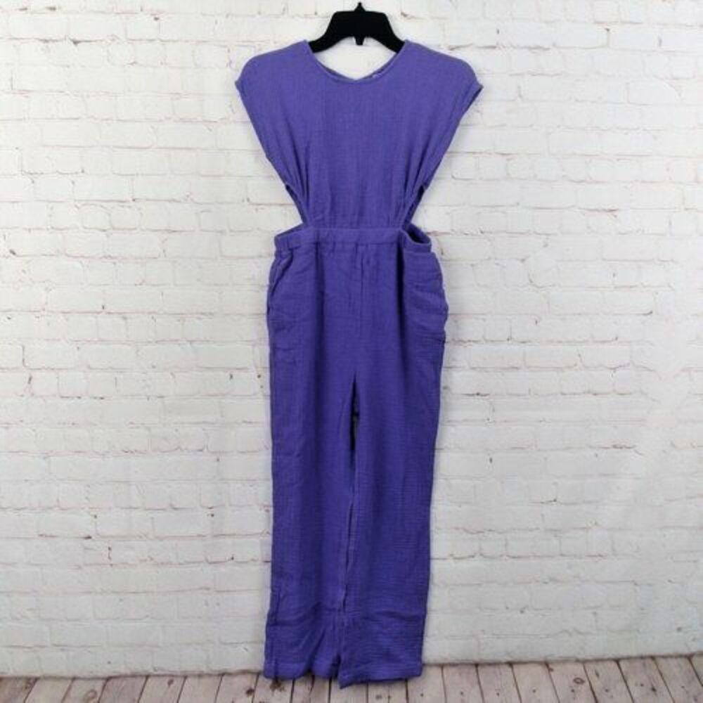Franki by Francesca's Jumpsuit Girl’s 12 Purple Textured Cutout Cotton Casual